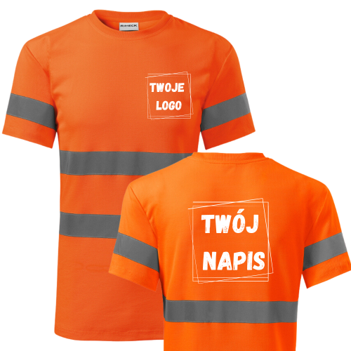 Koszulka T-Shirt Odblaskowy z Własnym Nadrukiem HV PROTECT