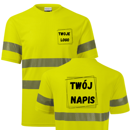 Koszulka T-Shirt Odblaskowy z Własnym Nadrukiem HV DRY
